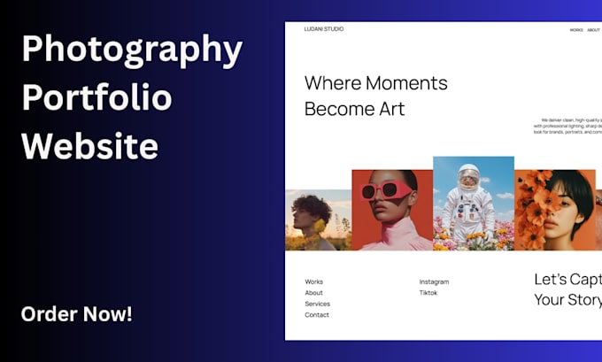 create a photography portfolio website with online booking