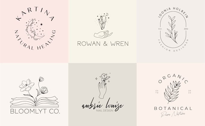 create hand drawn botanical floral logo design