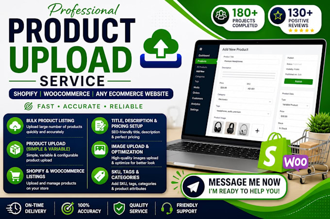upload products to your shopify, woocommerce, or any ecommerce website