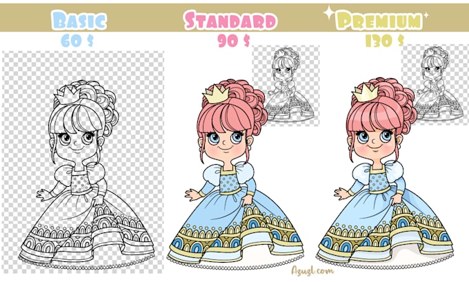 draw a cute cartoon princess character