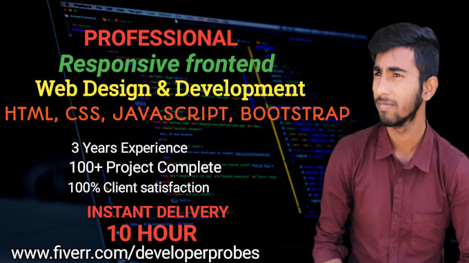 Be your front end web developer using html css bootstrap js by ...