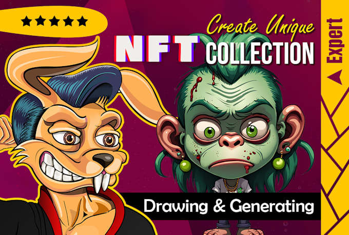 create custom nft art collection drawing traits, characters
