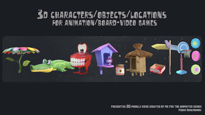 create 3d cartoon character and objects