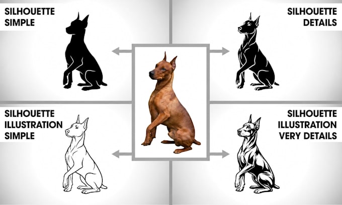 create a custom dog silhouette logo and vector illustration