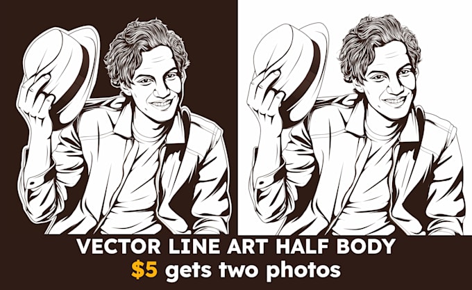 make your photo into vector line art  half body