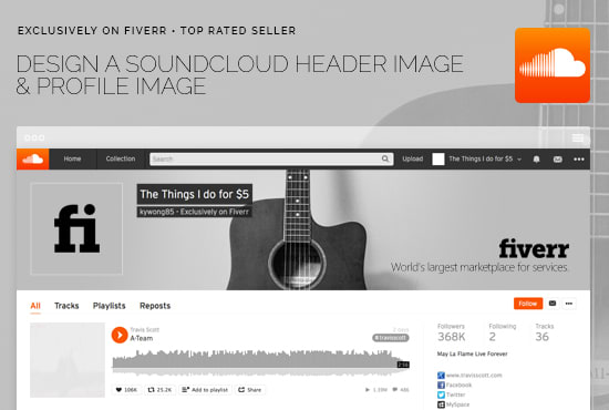design a beautiful soundcloud header image and profile image