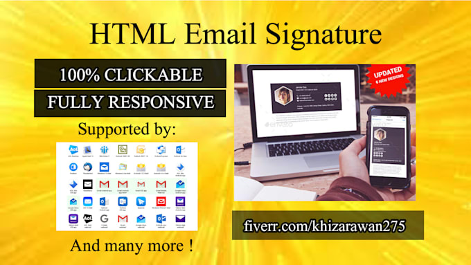 make modern html email signature for outlook, gmail and apple