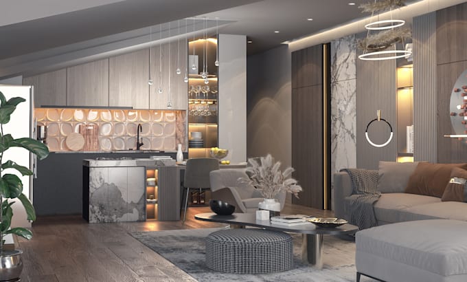 design creative interior by 3dmax and vray