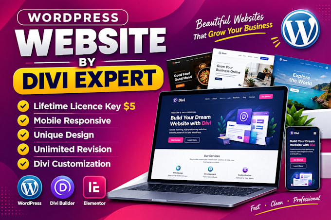 design divi wordpress website and divi theme customization