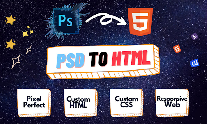 Convert psd file to html using html5, css3, bootstrap5 by ...