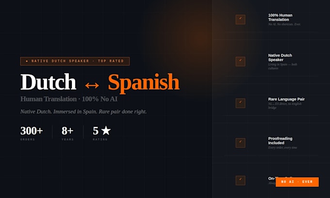 translate dutch to spanish or spanish to dutch as a native speaker
