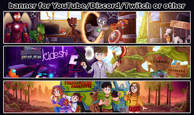 draw a cartoon minecraft banner for youtube or social media