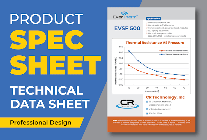 design product spec sheet, technical data sheet, tech sheet
