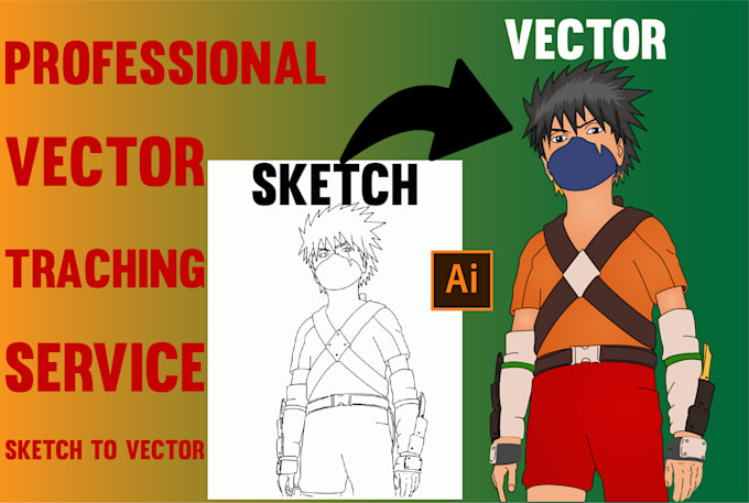 convert drawing into digital art or redraw any image adobe illustrator
