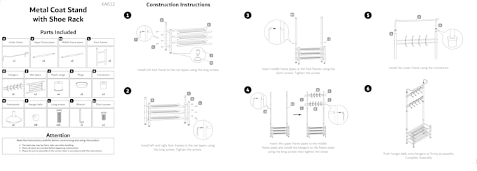 create assembly instructions, installation instructions