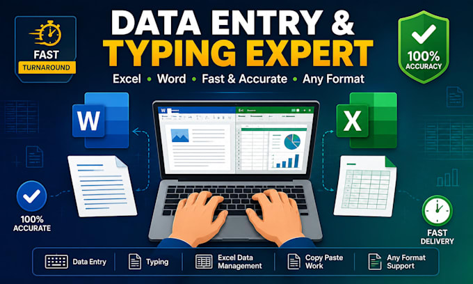 do any process and typing your work in excel or word