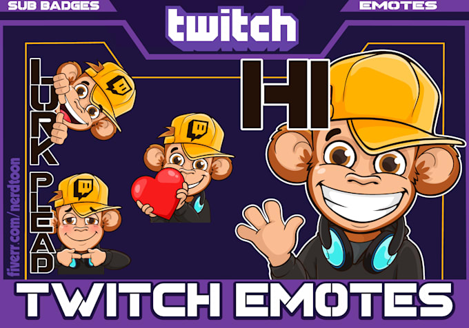 create custom cartoon mascot emotes, badges for twitch, kick