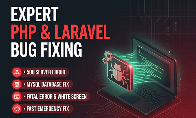 fix PHP bug, laravel error, and mysql database issue