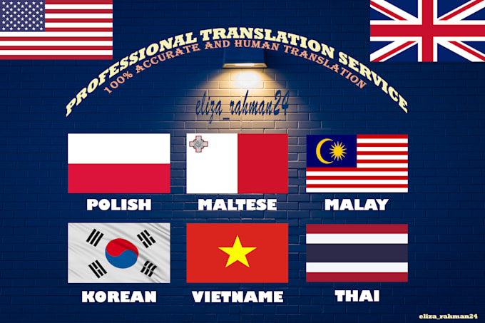 polish, malay, maltese, thai, korean and vietnamese translation