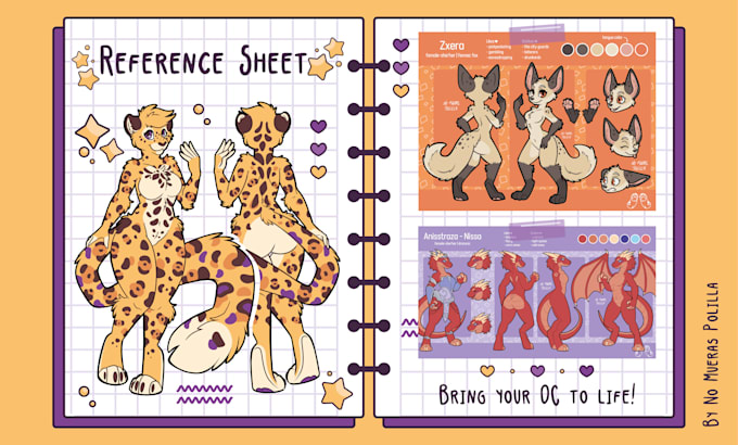 create a reference sheet for your furry character