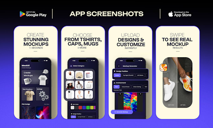 design high converting app screenshots for play store and app store
