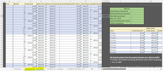 send you a dividend calculator built in microsoft excel