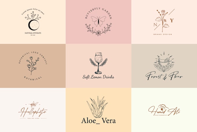 design a custom hand drawn, feminine, and botanical boho logo design