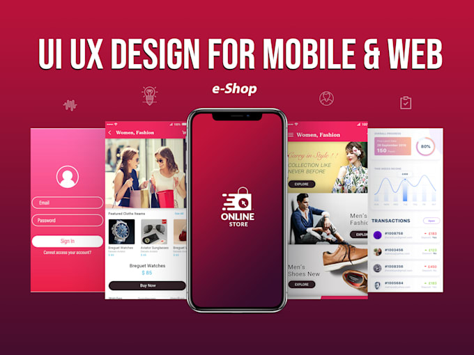 Design android ios mobile app ui ux with prototype for ecommerce or any ...