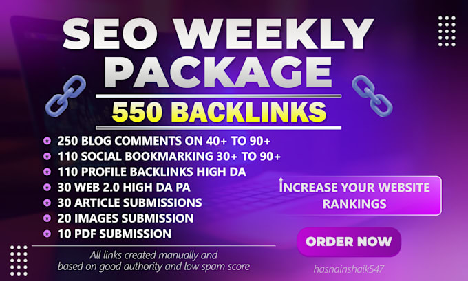 Build 550 backlinks weekly seo package by Hasnainshaik547 Fiverr