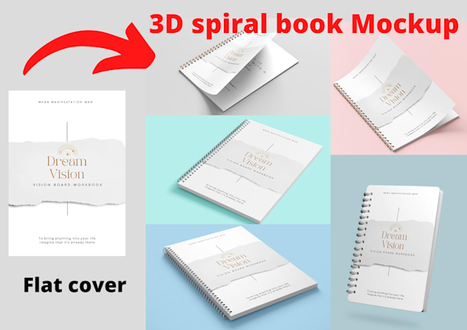 turn your cover into 3d spiral book mockup