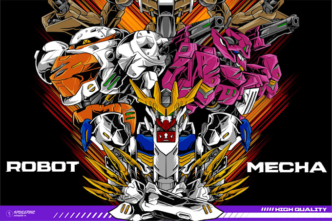 create retro mecha or scifi gundam art