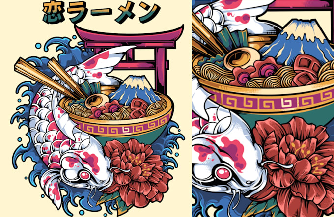 draw a detailed illustration with a japanese theme
