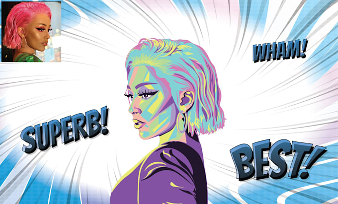 make 2d character drawing vector pop art or any style