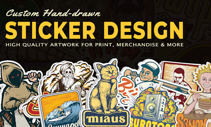 draw cartoon sticker design for print and merch