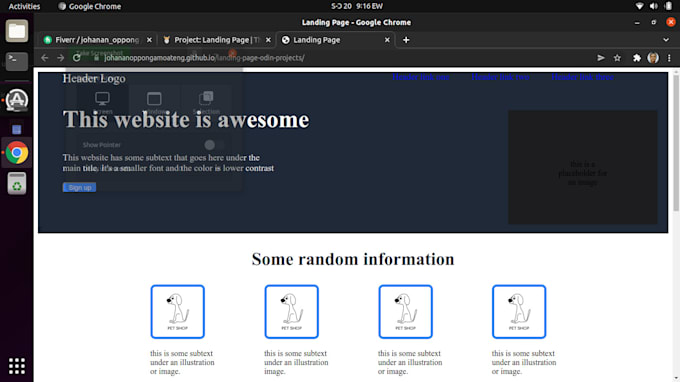 Create a landing page with html css and javascript by Johanan_oppong ...