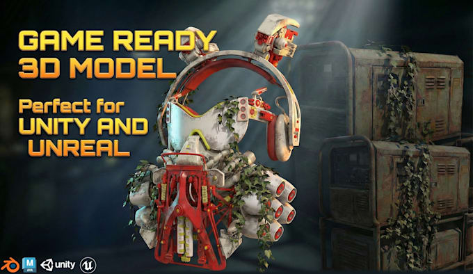create game ready low poly 3d props and weapons