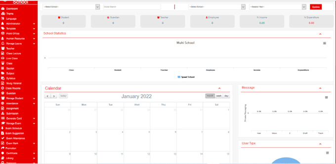 build a multi school management system