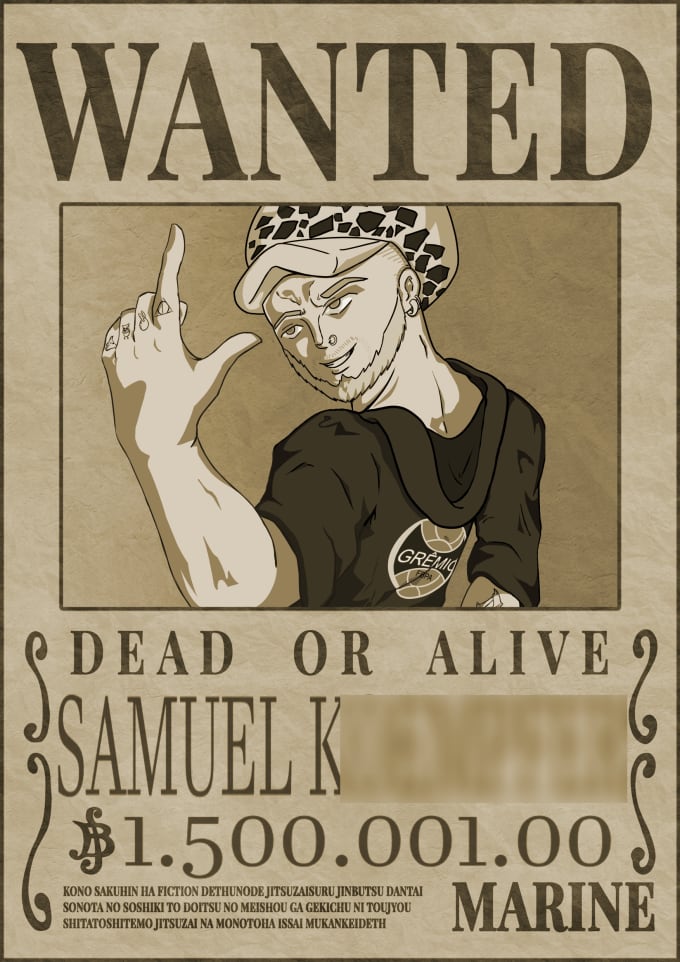 Turn you into a one piece wanted poster by Joaofhassen | Fiverr