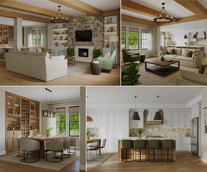 3d render and design realistic houses, apartments