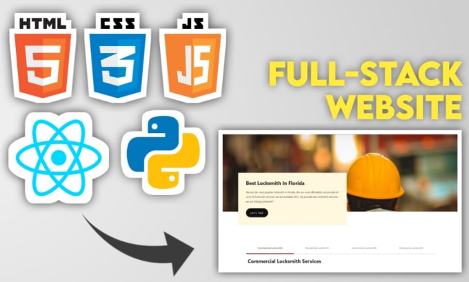 Create full stack website in html, css, javascript, react, django by ...