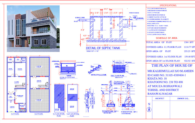 do autocad 2d floor plan and 3d sketchup exterior rendering