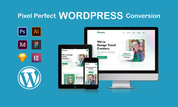 convert sketch, ai, xd, figma, psd to wordpress website using elementor pro