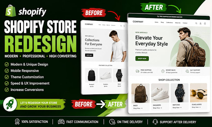 redesign shopify store and shopify website professionally