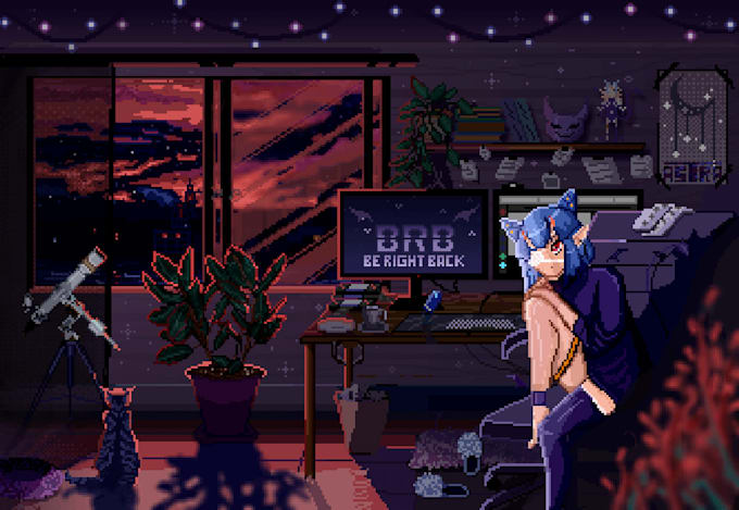 Create an animated background in pixel art by Atichii Fiverr