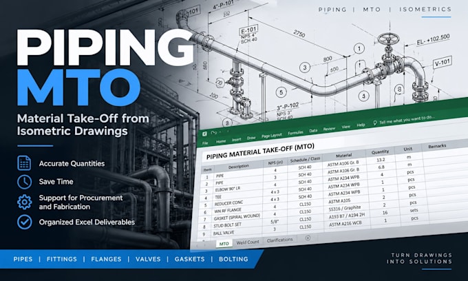 create piping mto and material takeoff from isometric drawings