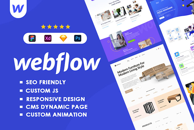develop a responsive and dynamic webflow website from figma design