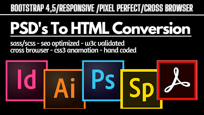 convert adobe xd to HTML, responsive bootstrap ,shopware