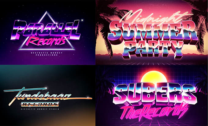 make an 80s vintage vaporwave logo