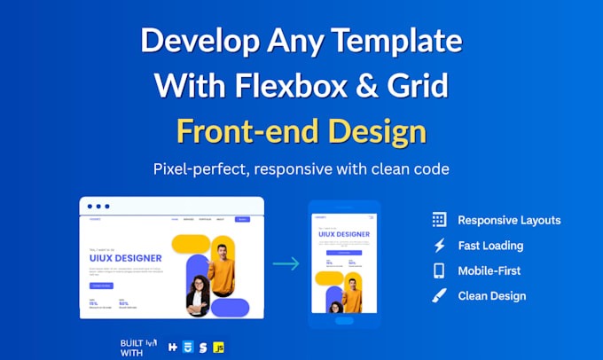 develop any template with flexbox grid