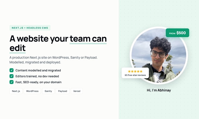 create a nextjs website using any cms like wordpress
